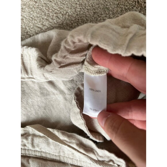 J. Jill Linen Pants Womens Large 28" Inseam Straight Leg Beige Lagenlook Coastal - Picture 3 of 7